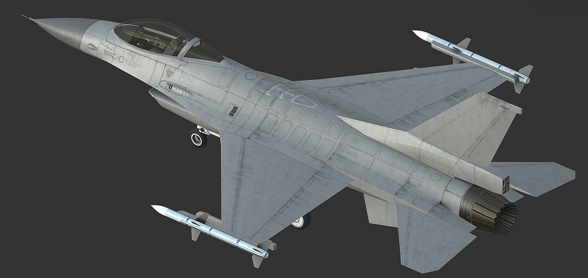 F16 Fighter Low-poly 3D model_3