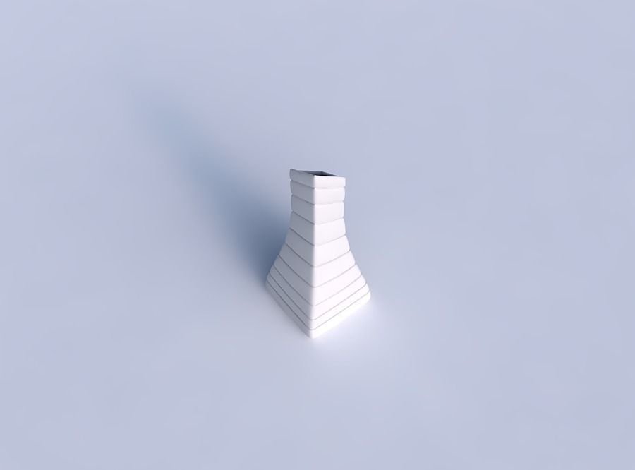 Vase squeezed and bent rectangle 2 with smooth horizontal dents 3D print model_1