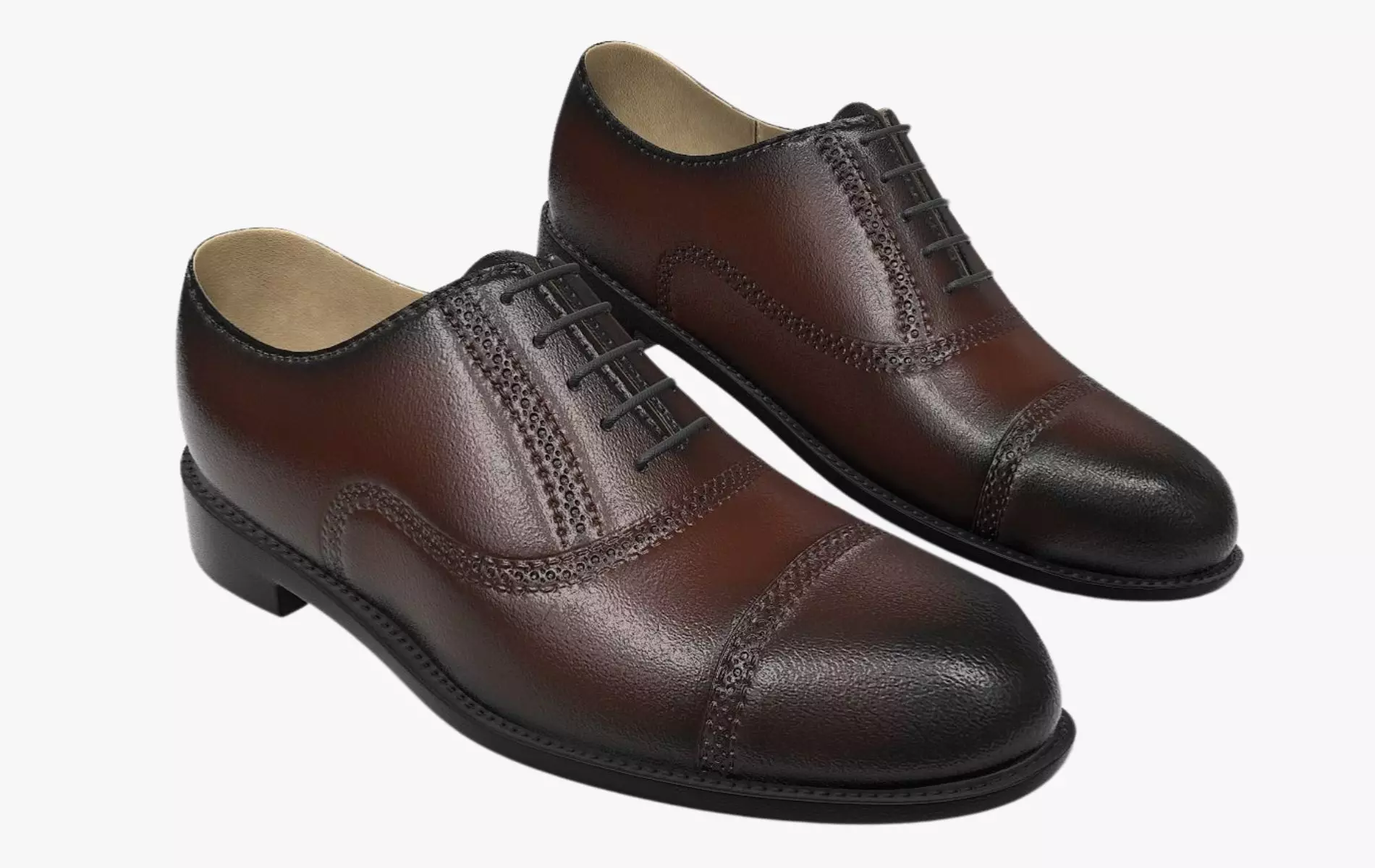 Shoes Brogue Oxford PBR - Brown Red Low-poly 3D model