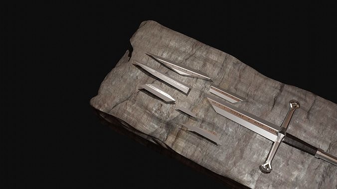 The shards of Narsil and Anduril from The Lord of the Rings 3D model