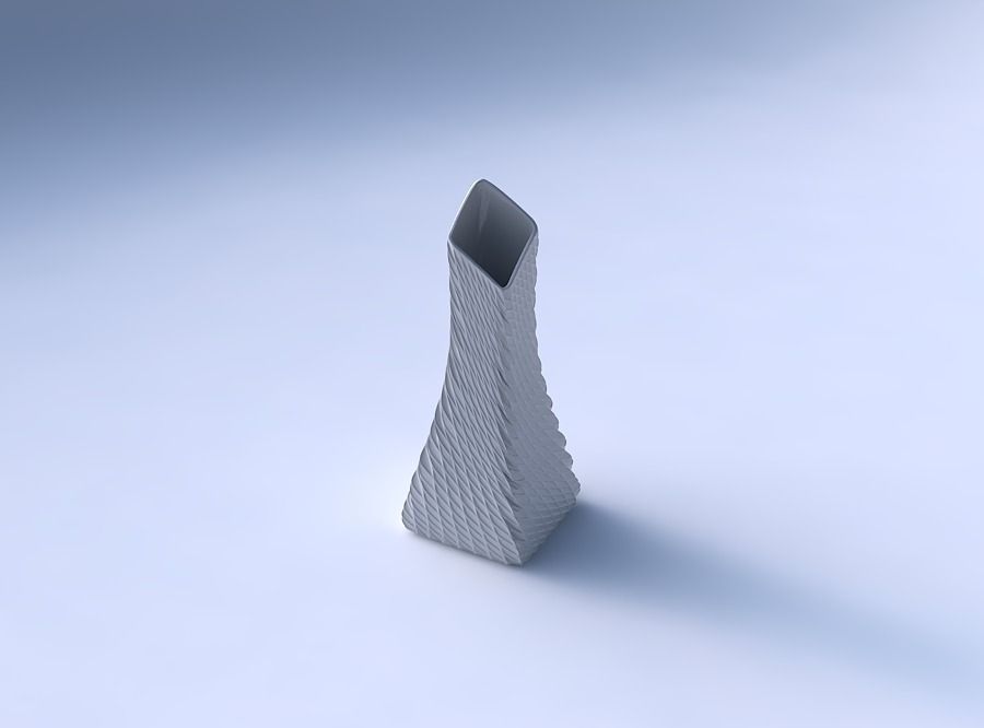 Vase squeezed and bent rectangle 2 with twisted diagonal grid... 3D print model_3