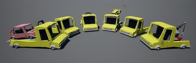 Cartoony Low Poly Truck Pack  Low-poly 3D model