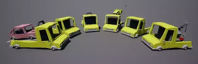 Cartoony Low Poly Truck Pack  Low-poly 3D model