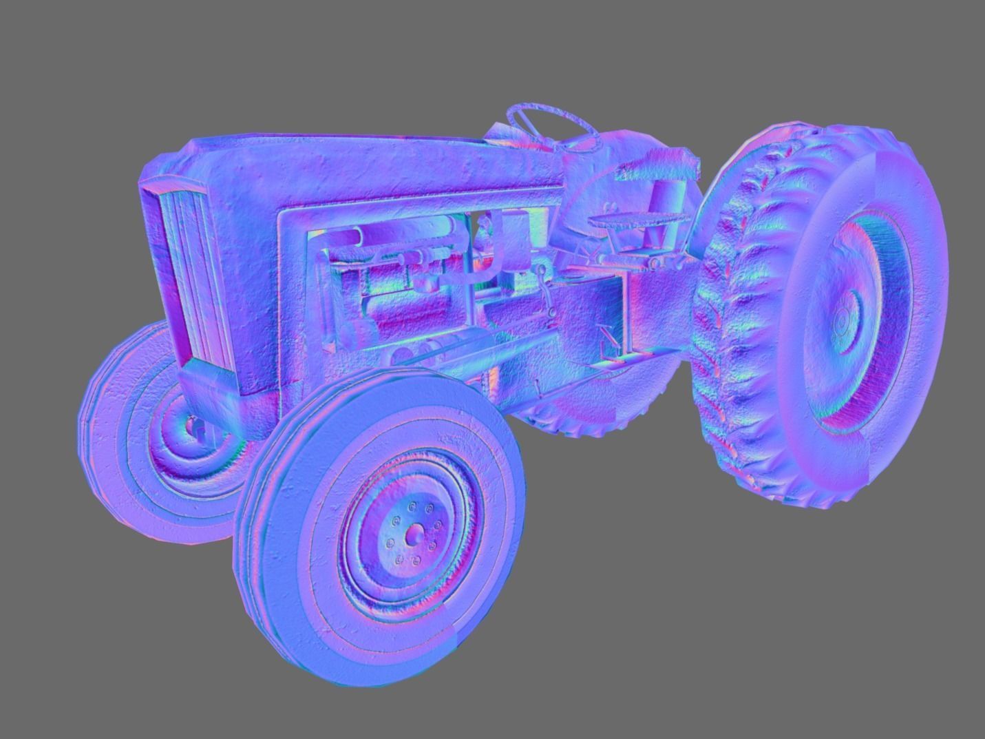 Old Tractor low poly Low-poly 3D model_17