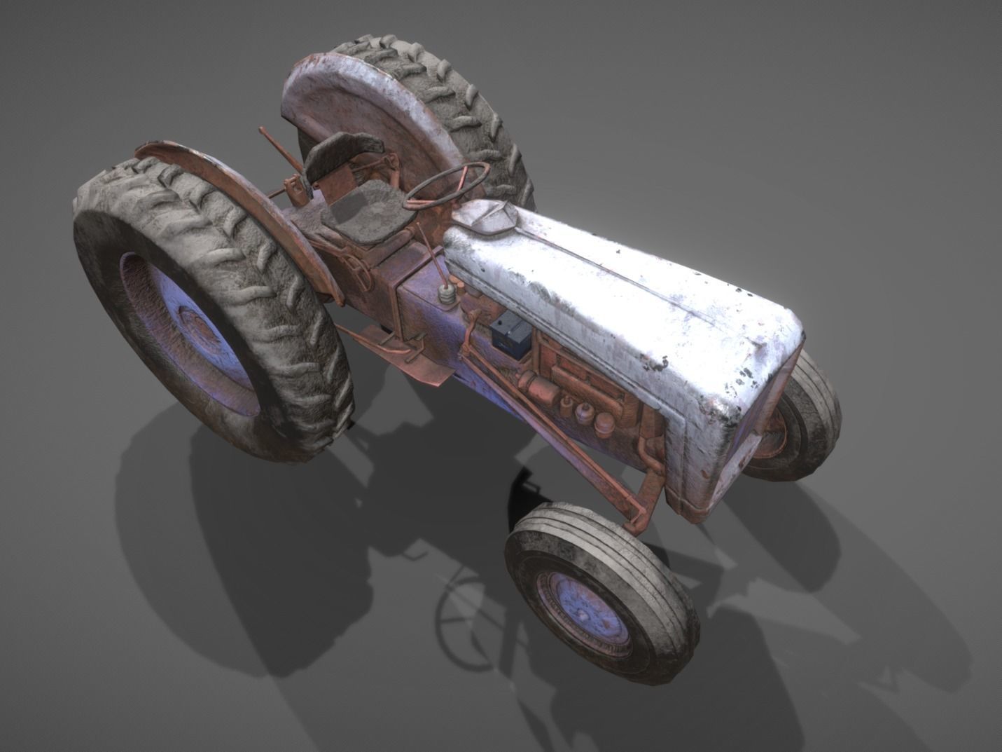 Old Tractor low poly Low-poly 3D model_8