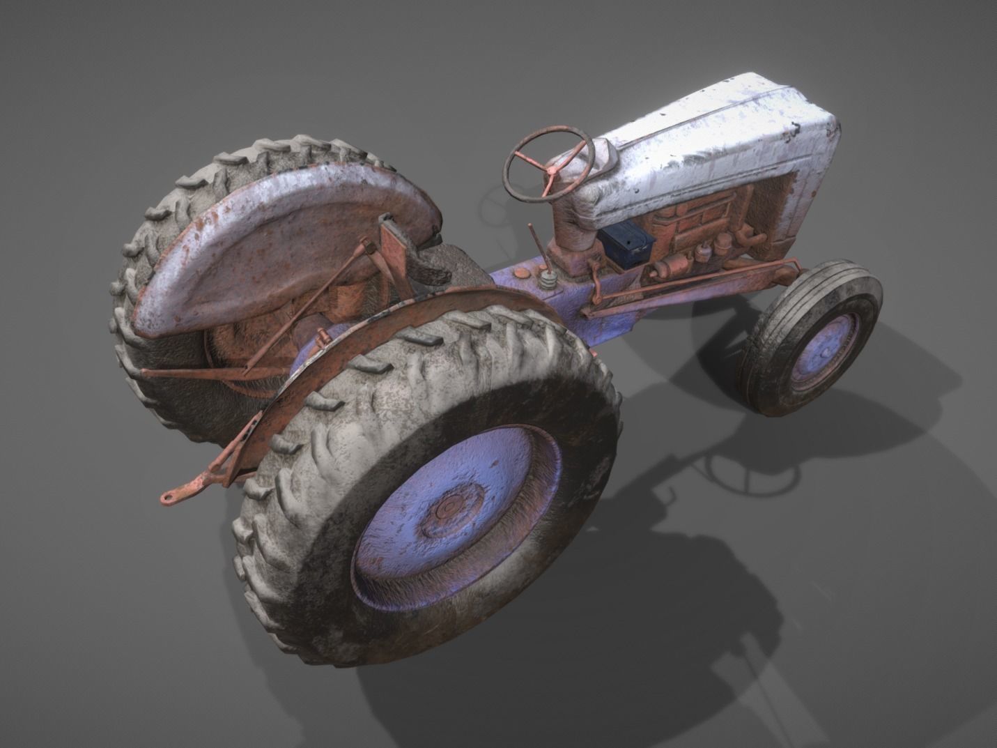 Old Tractor low poly Low-poly 3D model_5