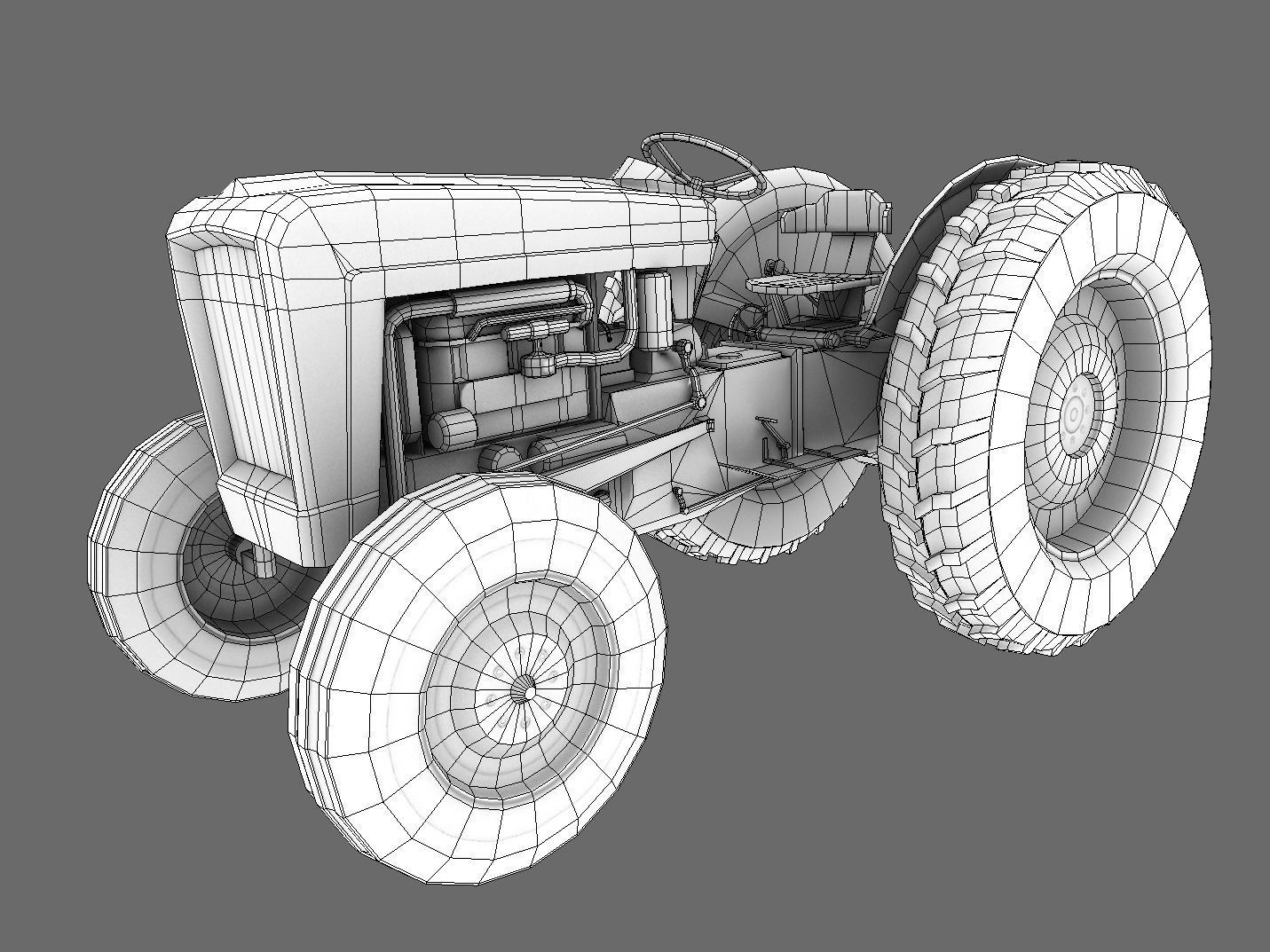 Old Tractor low poly Low-poly 3D model_19