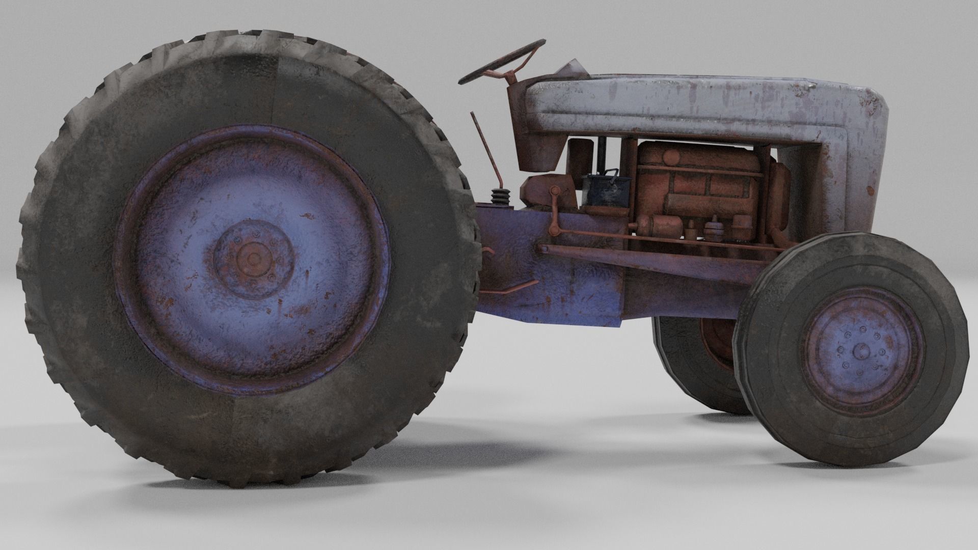 Old Tractor low poly Low-poly 3D model_13
