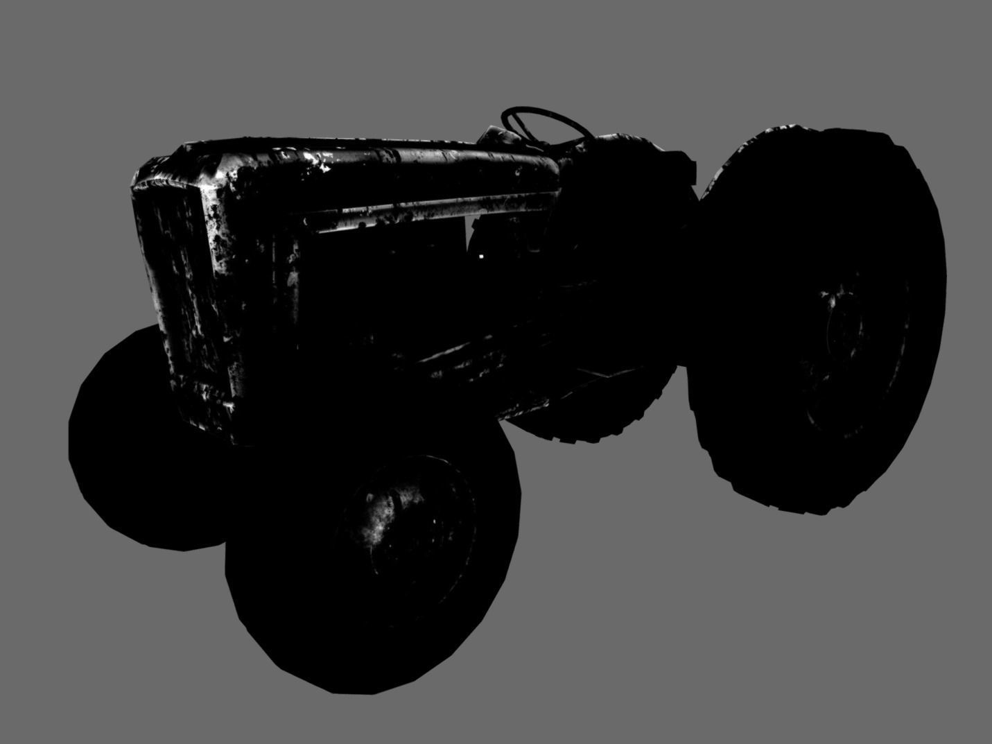 Old Tractor low poly Low-poly 3D model_15