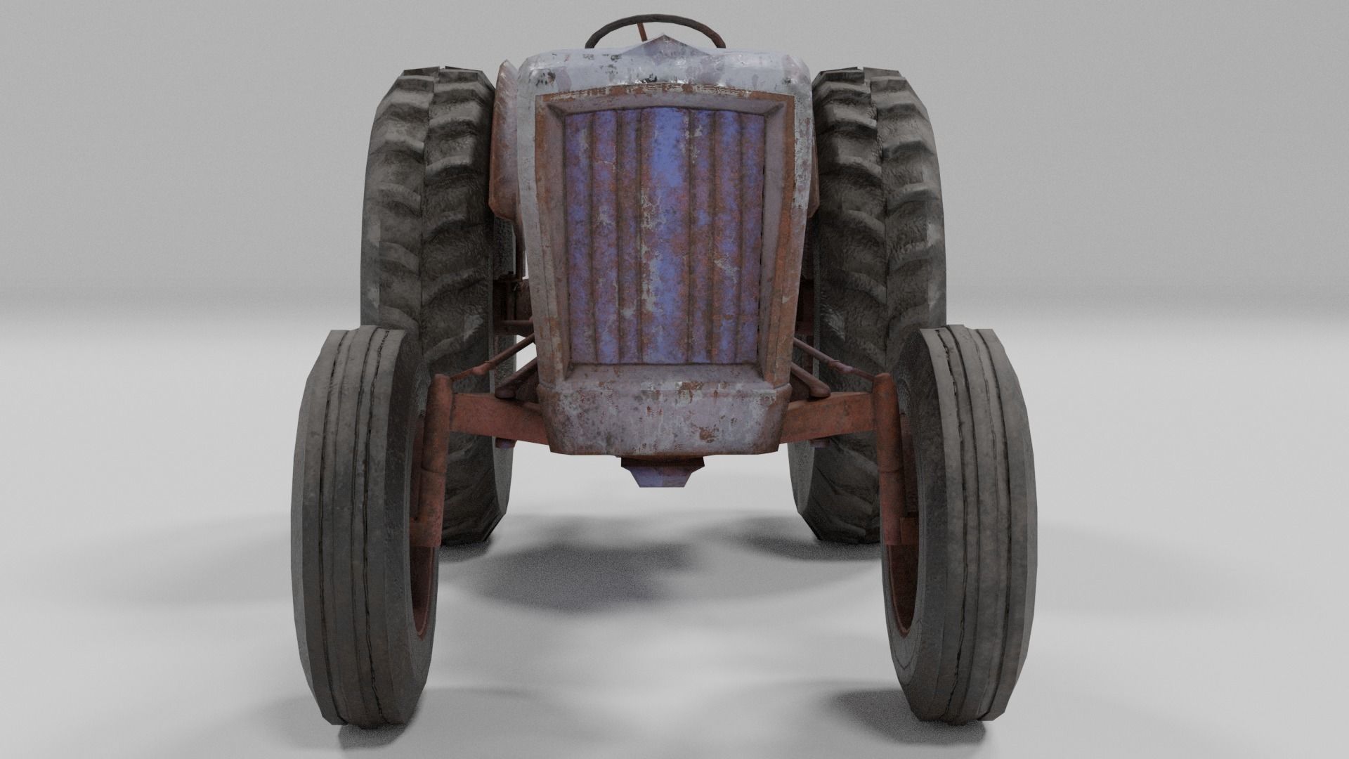 Old Tractor low poly Low-poly 3D model_9