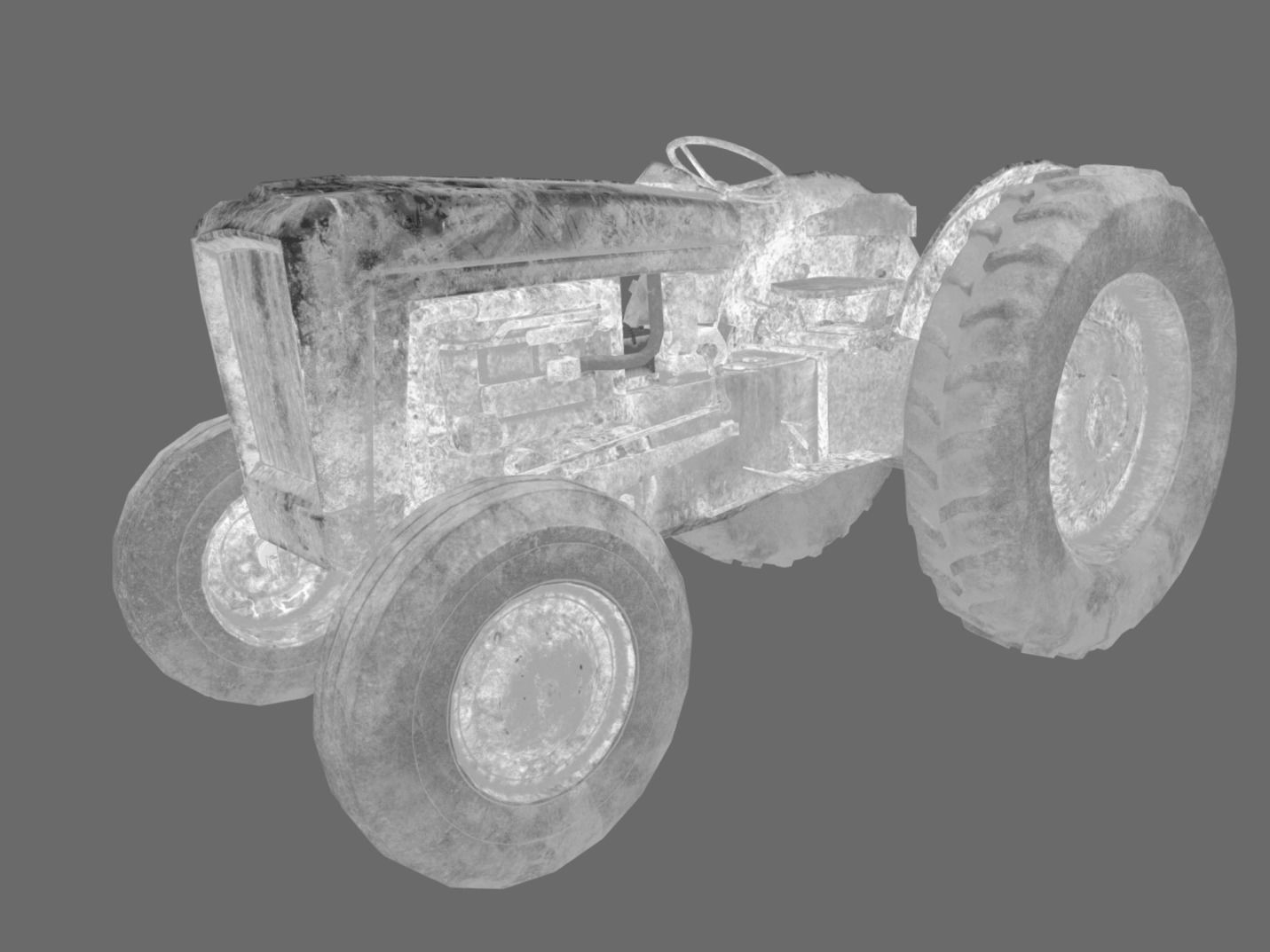 Old Tractor low poly Low-poly 3D model_16