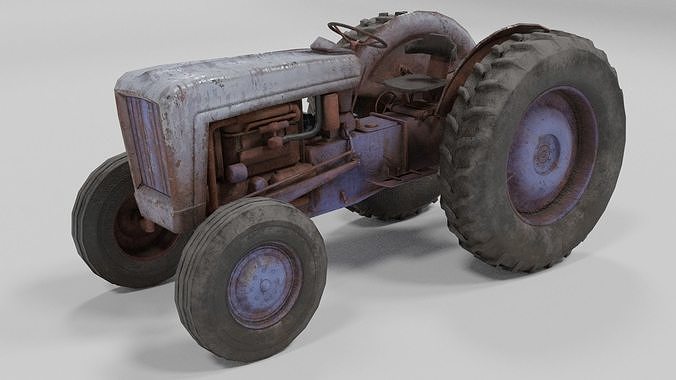 Old Tractor low poly Low-poly 3D model