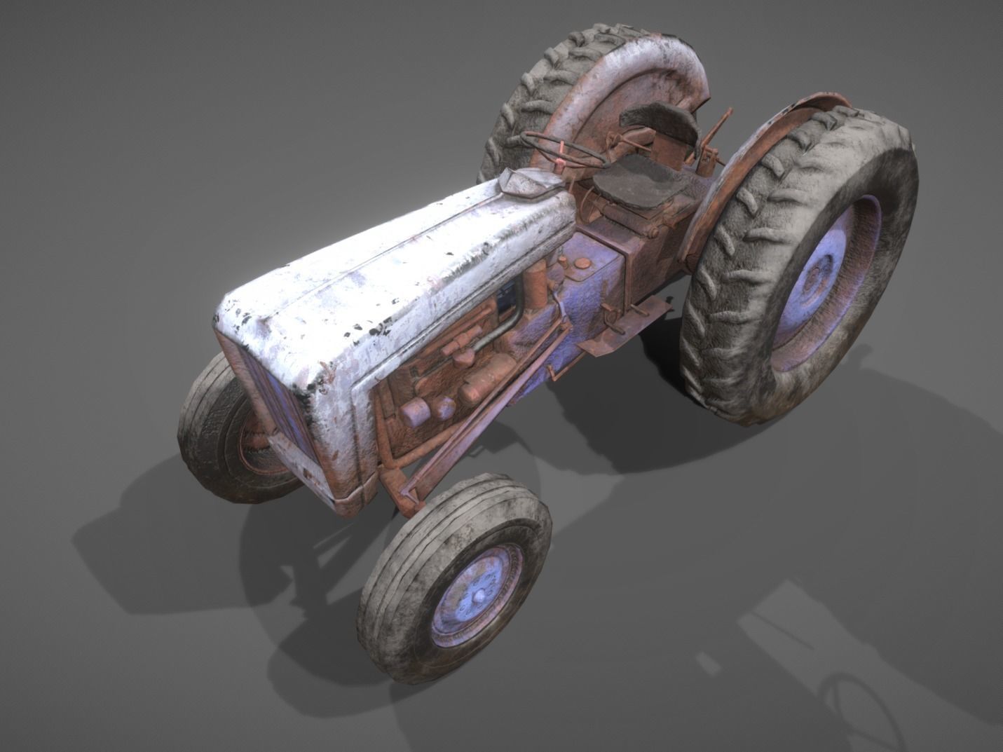Old Tractor low poly Low-poly 3D model_6