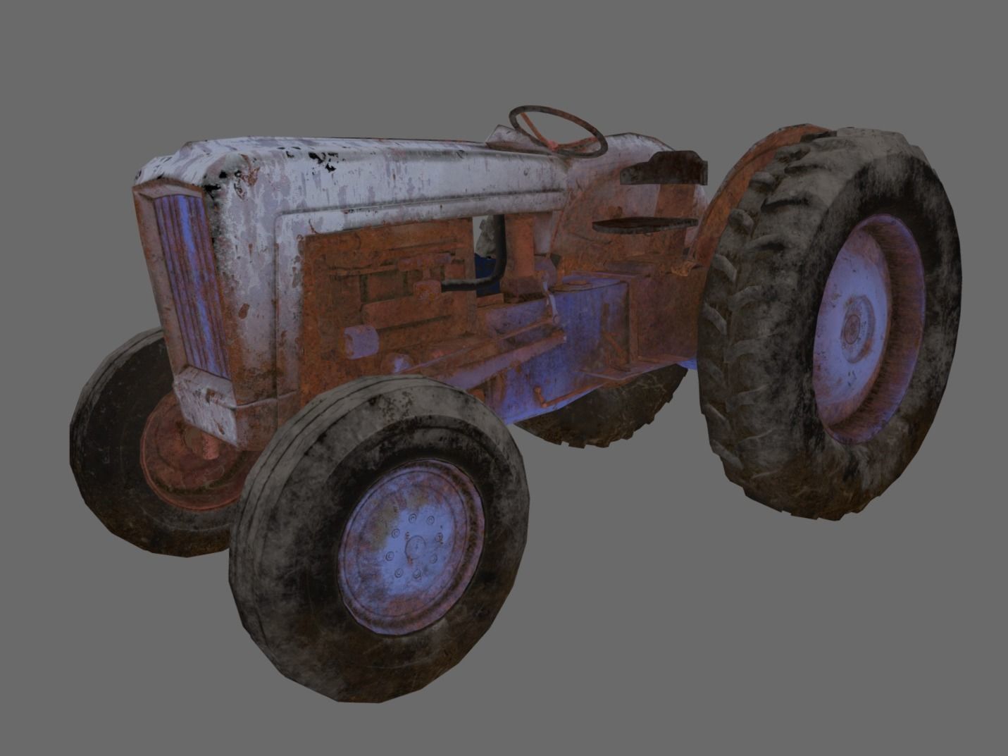 Old Tractor low poly Low-poly 3D model_14