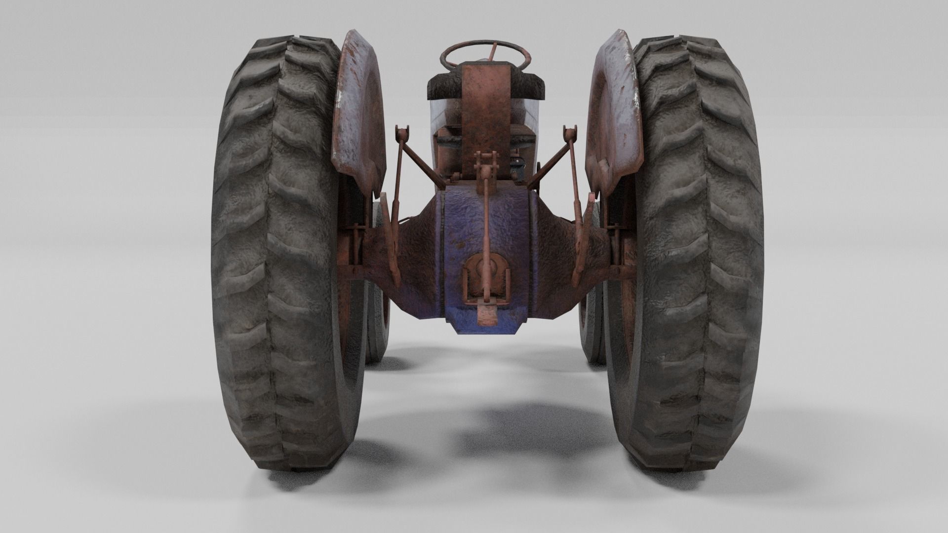 Old Tractor low poly Low-poly 3D model_11