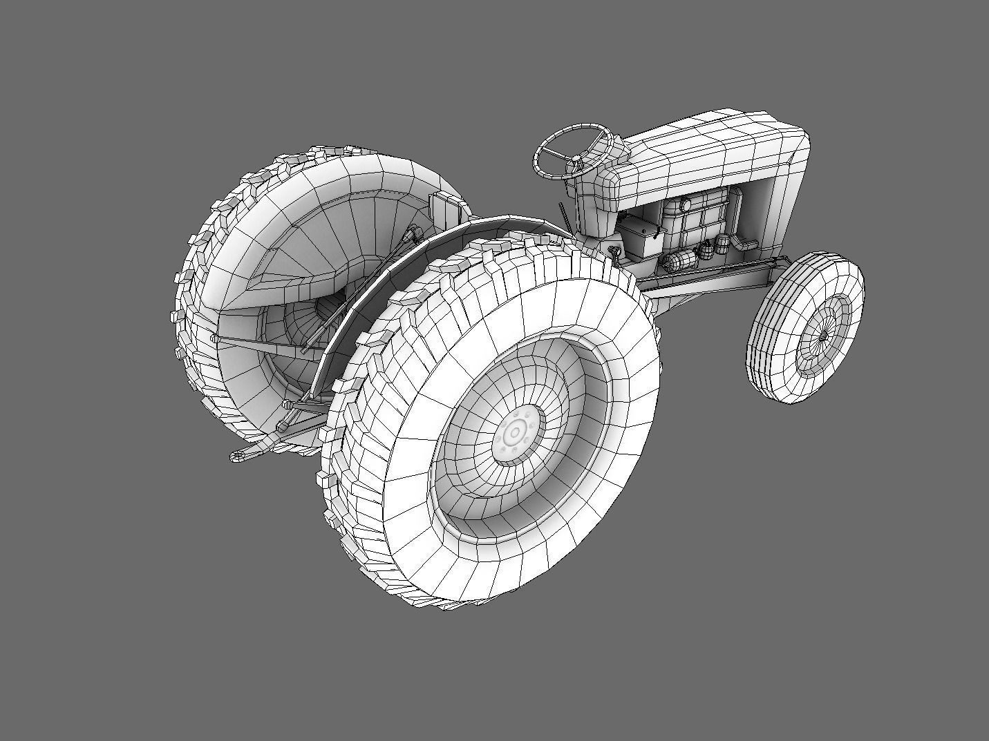 Old Tractor low poly Low-poly 3D model_20