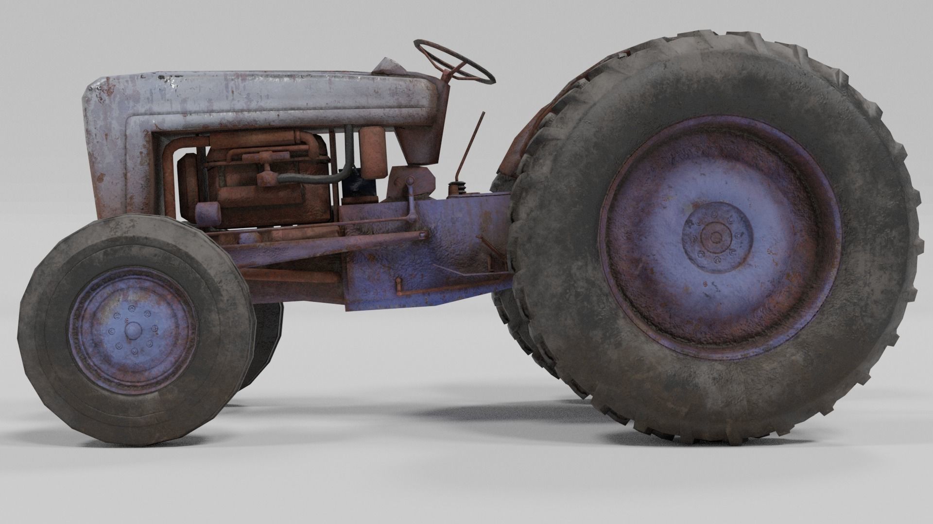 Old Tractor low poly Low-poly 3D model_12