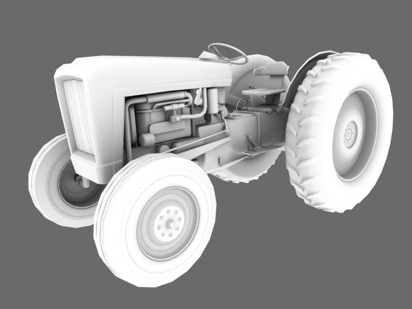 Old Tractor low poly Low-poly 3D model_18