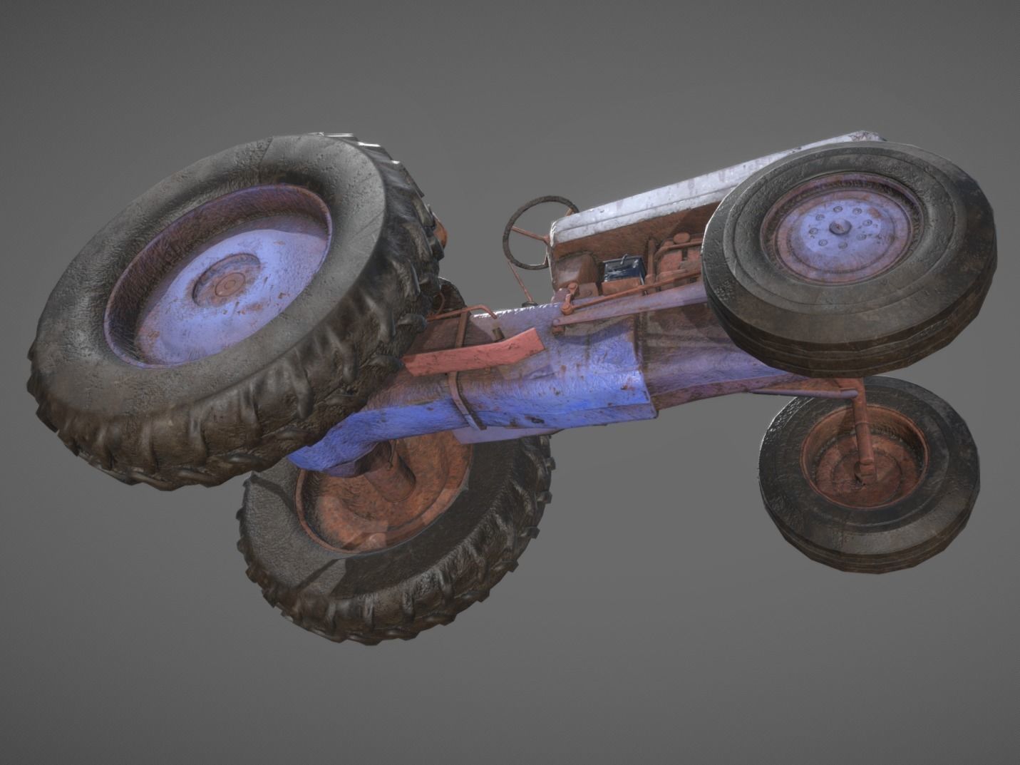 Old Tractor low poly Low-poly 3D model_10