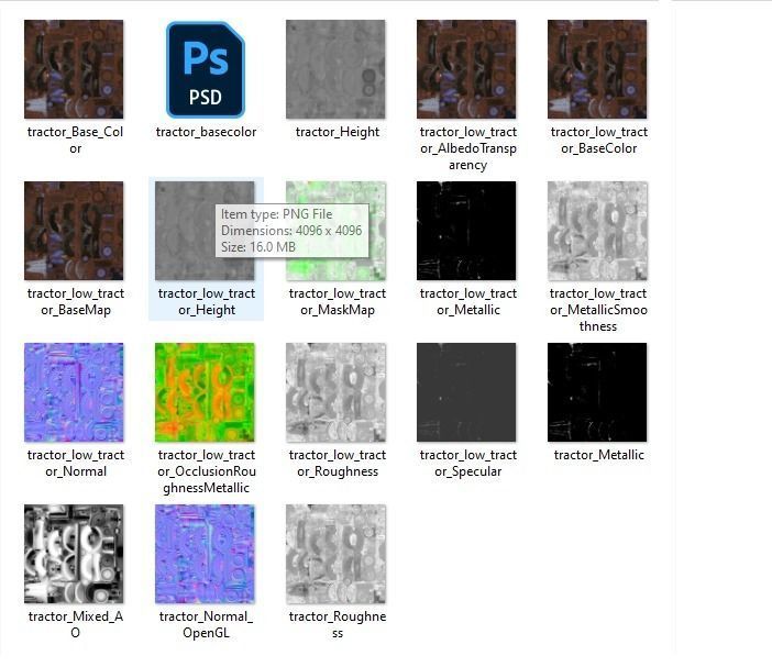 Old Tractor low poly Low-poly 3D model_22