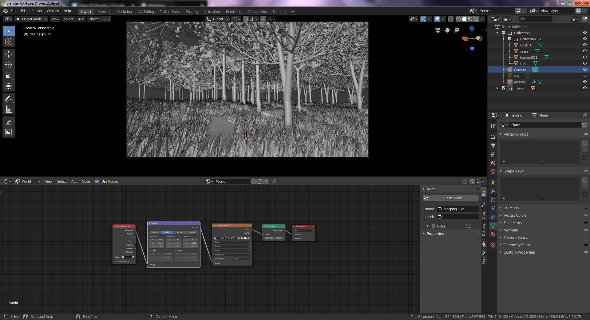 Forest with grass and trees 3D model_4