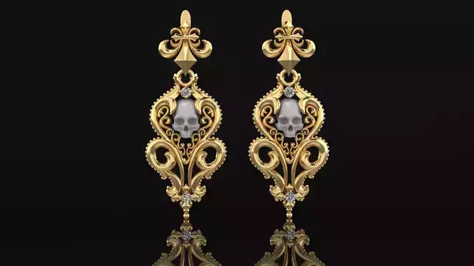 Earrings with skulls and patterns