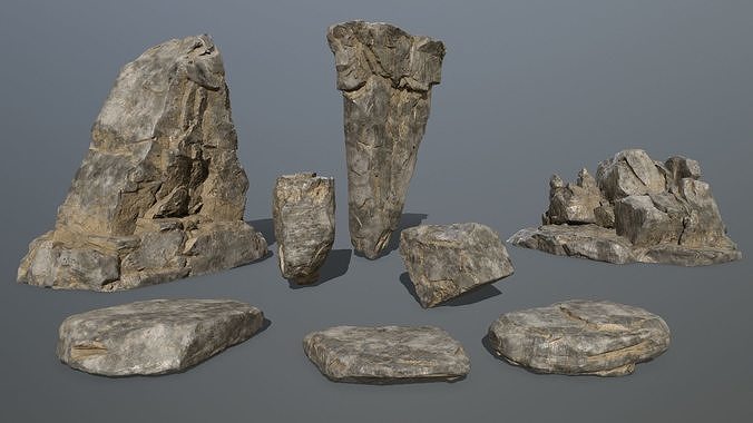 desert rock set  Low-poly 3D model