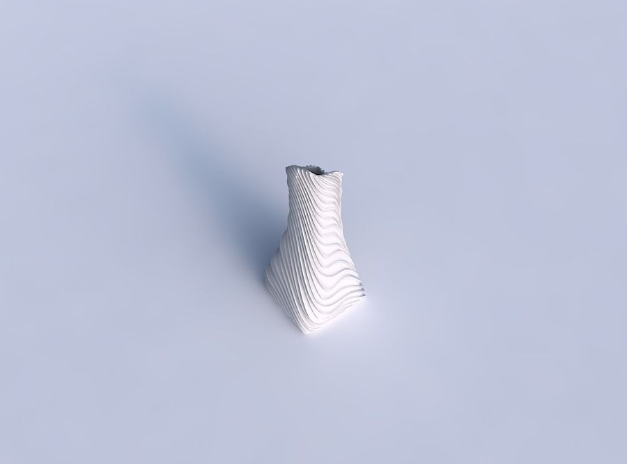 Vase squeezed and bent rectangle 2 with wavy extruded lines 2 3D print model_1