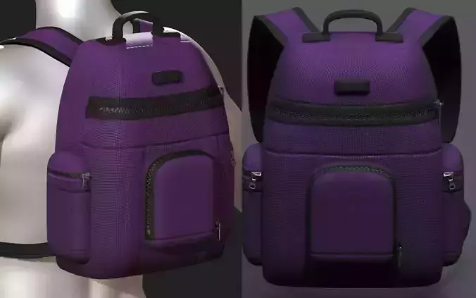 Backpack bag baggage Color 3d low poly Low-poly 3D model
