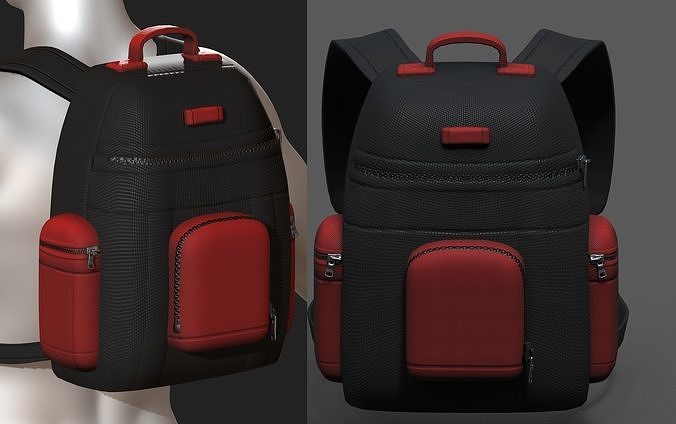 Backpack bag baggage Color 3d low poly Low-poly 3D model 3D model