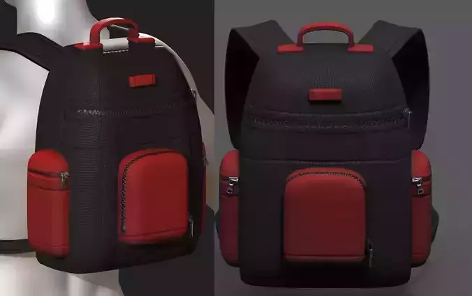 Backpack bag baggage Color 3d low poly Low-poly 3D model