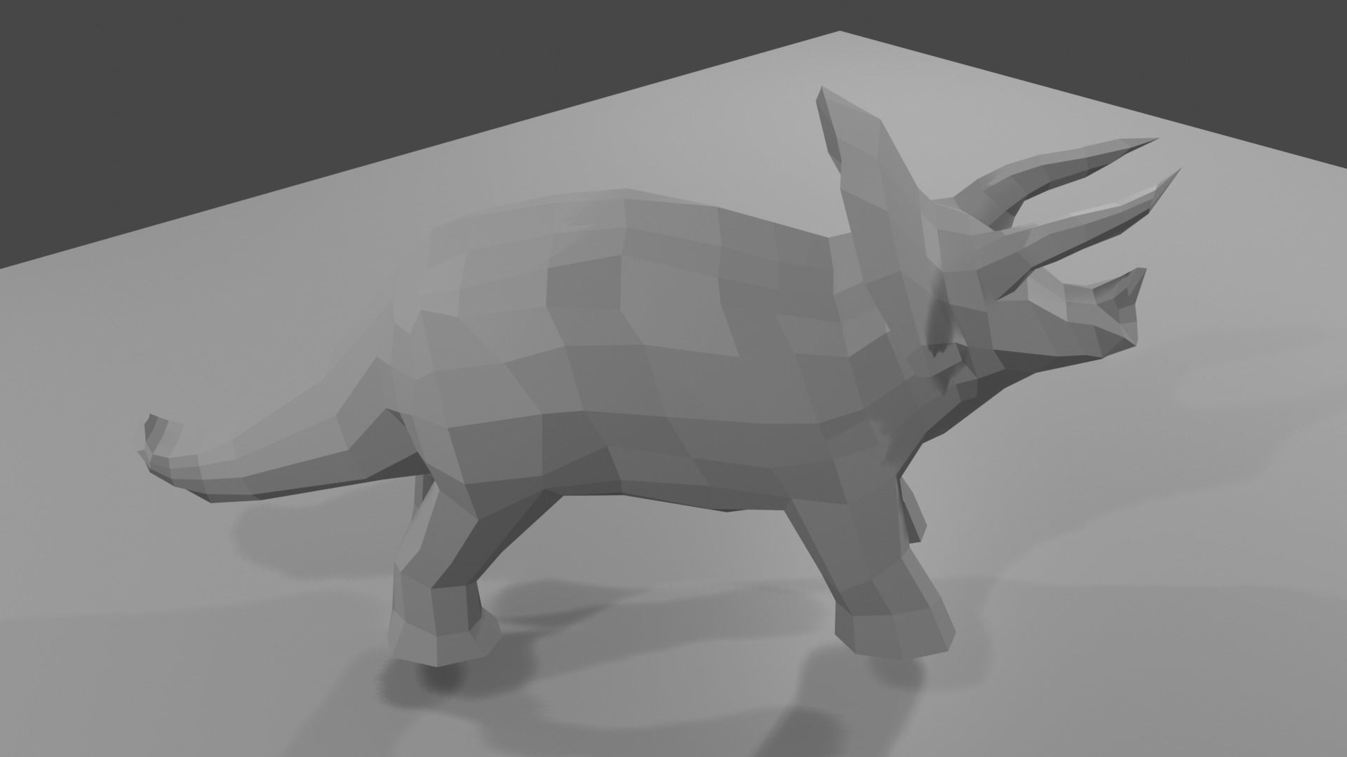 monster silhouette of triceratops Low-poly 3D model_5