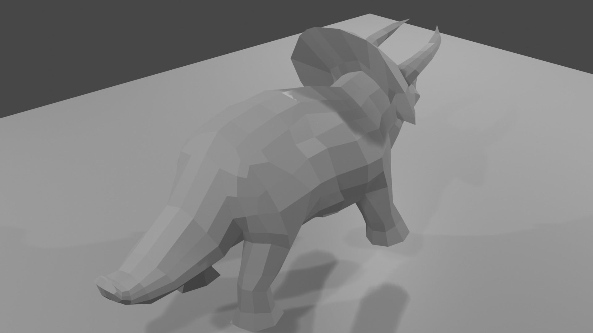 monster silhouette of triceratops Low-poly 3D model_6