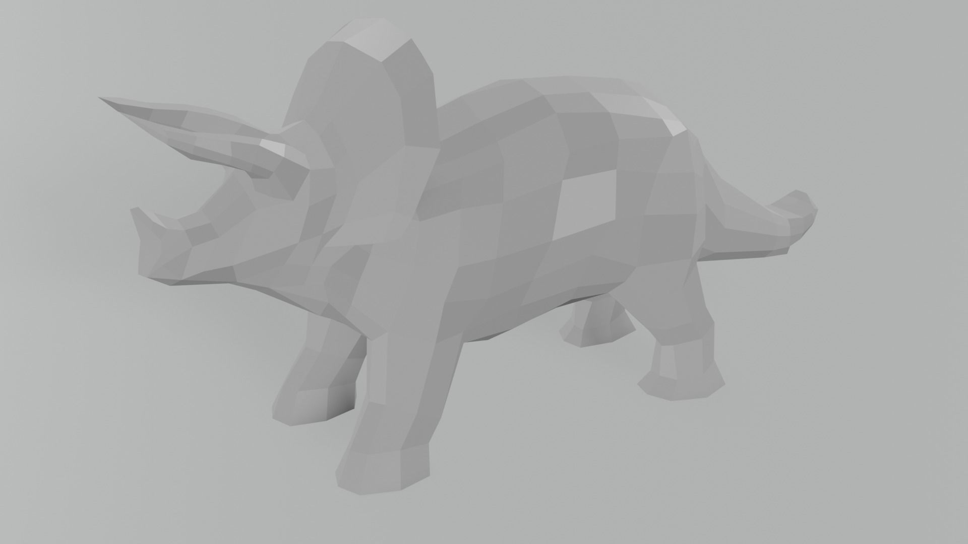 monster silhouette of triceratops Low-poly 3D model_13