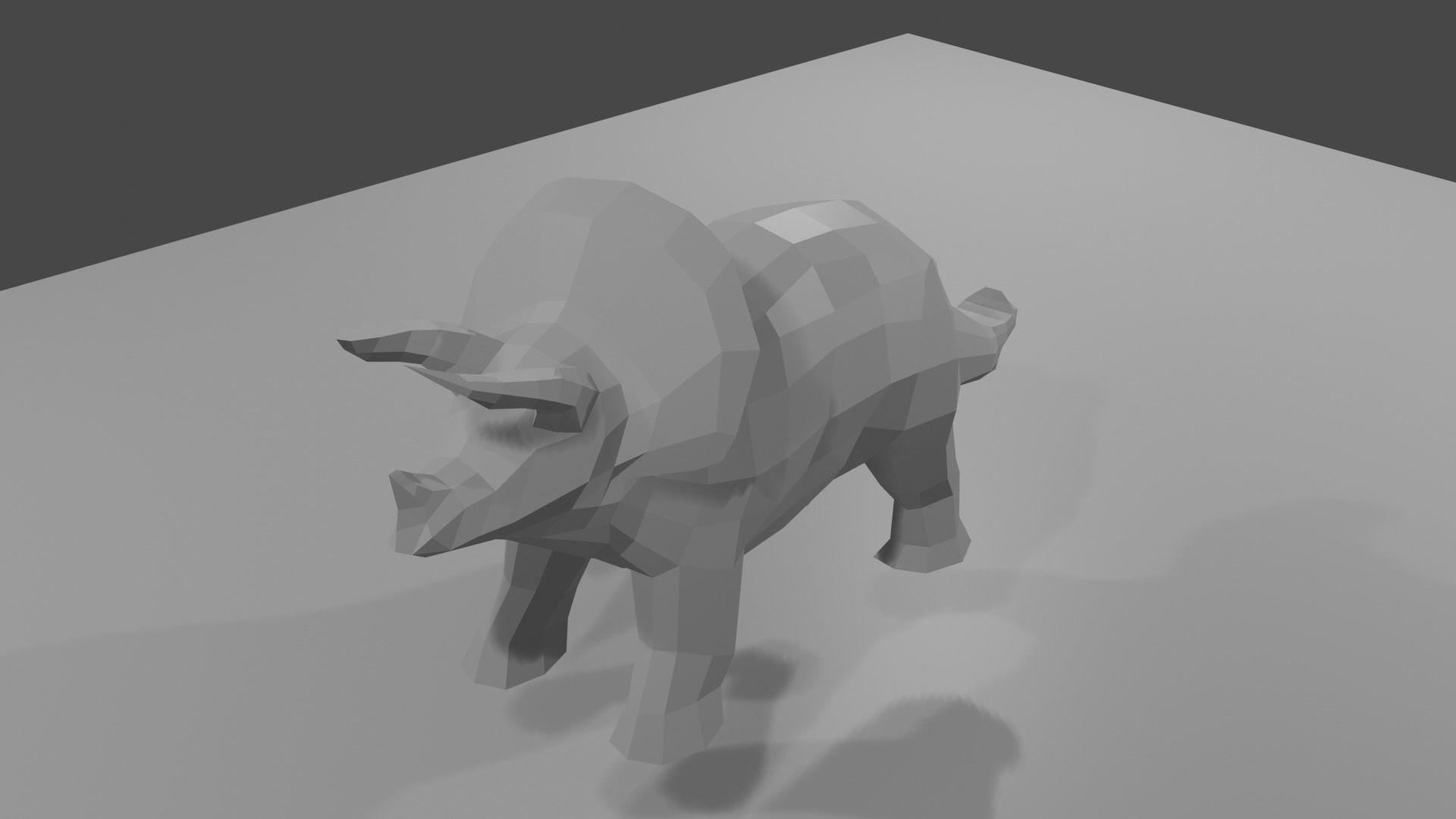 monster silhouette of triceratops Low-poly 3D model_10