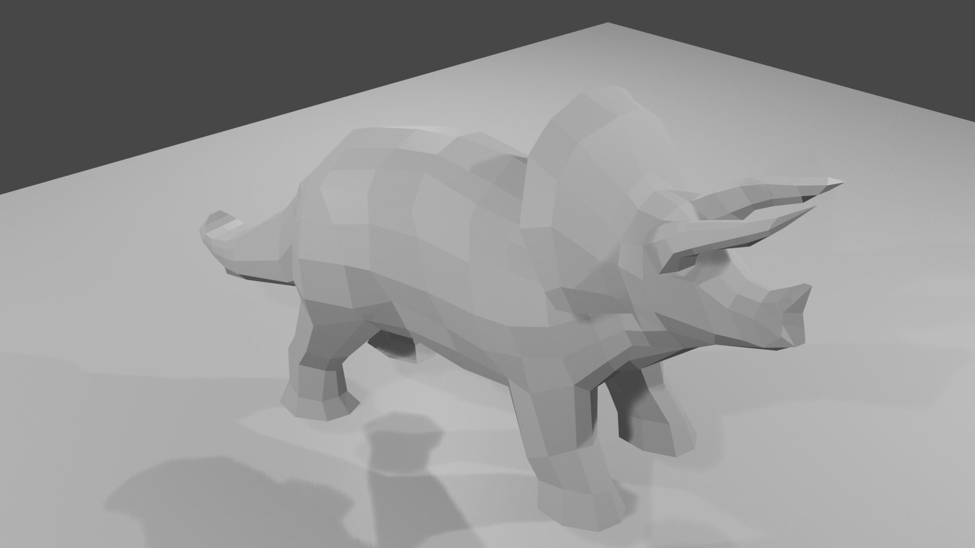 monster silhouette of triceratops Low-poly 3D model_4