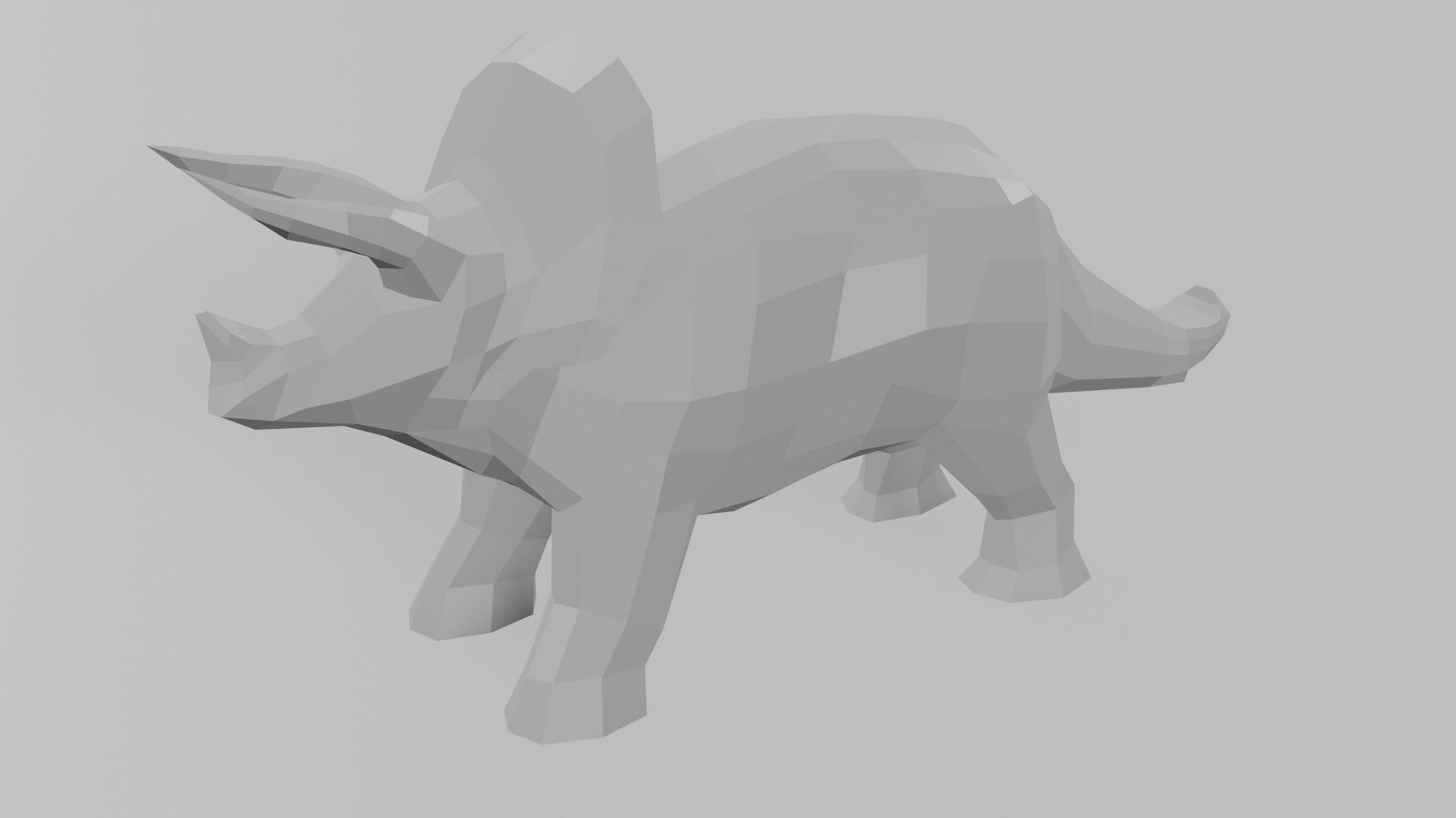 monster silhouette of triceratops Low-poly 3D model_14