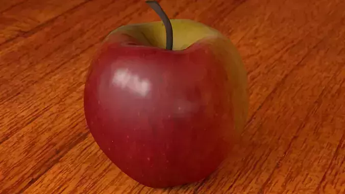 High Poly Apple on wooden table