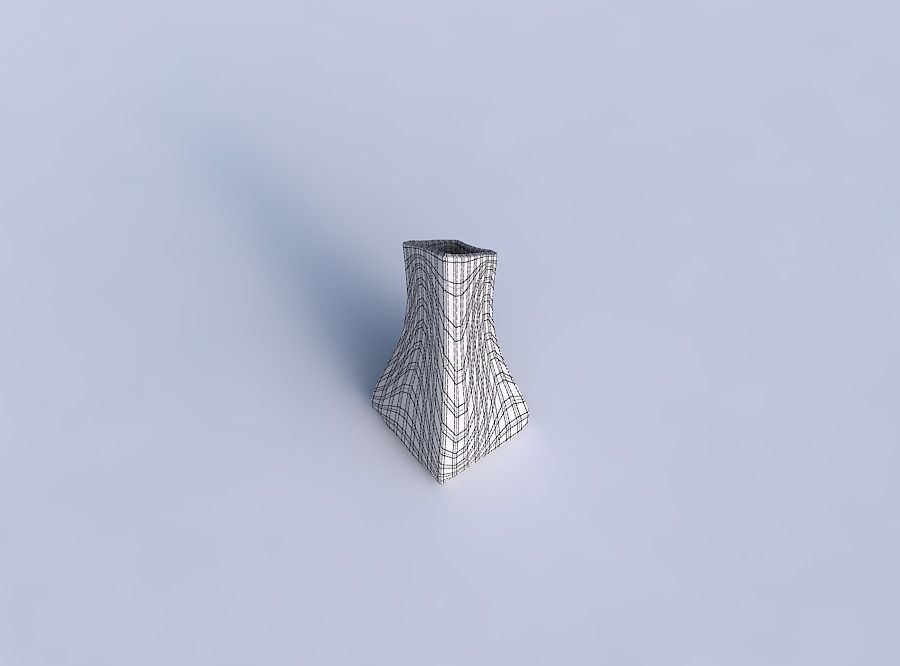 Vase squeezed and bent rectangle 2 with wavy grid plates 3D print model_6