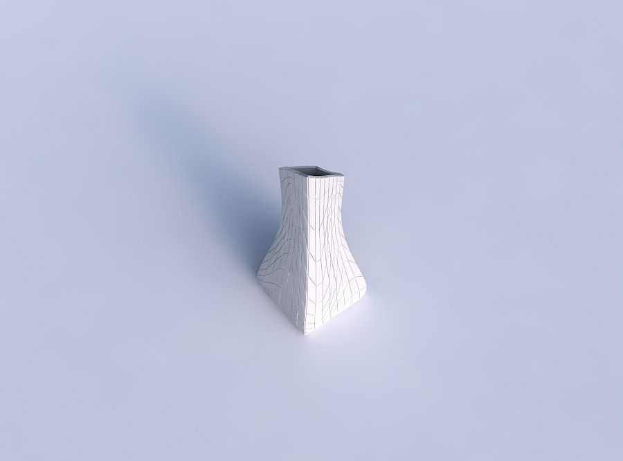 Vase squeezed and bent rectangle 2 with wavy grid plates 3D print model_1