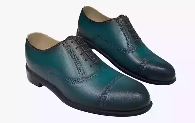 Shoes Brogue Oxford PBR  - Dark Blue Low-poly 3D model