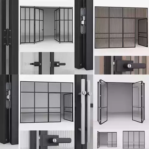 Aluminium door 4x 3D Model Collection
