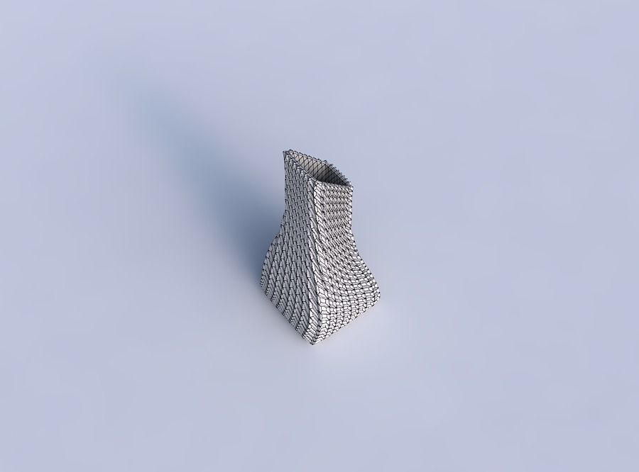 Vase squeezed and bent rectangle with bent extruded pattern 3D print model_6