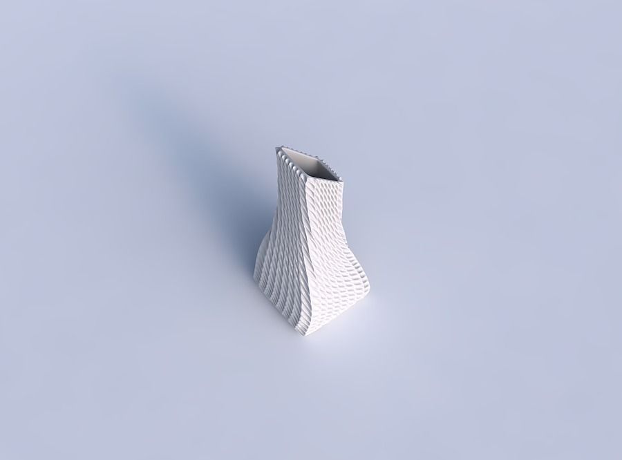 Vase squeezed and bent rectangle with bent extruded pattern 3D print model_1