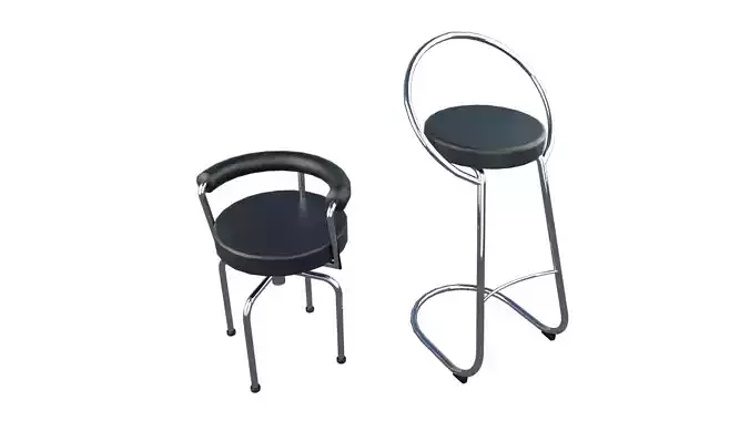 Modern aluminium and leather chair and bar-chair