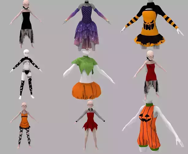 Halloween Collection woman in orange and dress