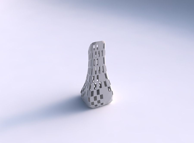 Vase squeezed and bent rectangle with checker grid lattice 2 3D print model