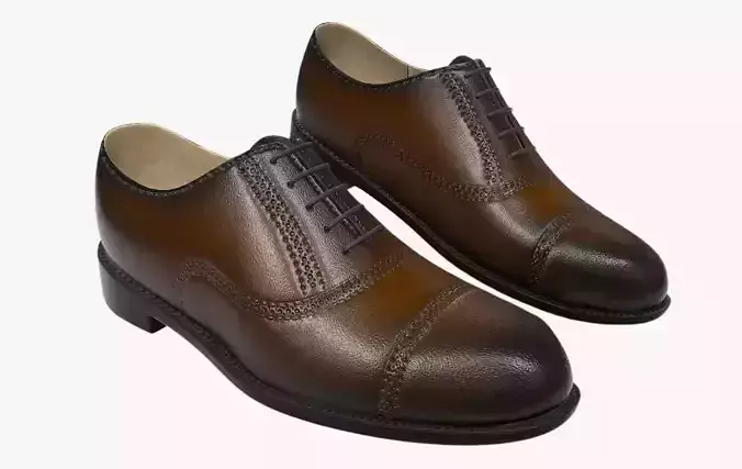 Shoes Brogue Oxford PBR  - Dark Brown Low-poly 3D model