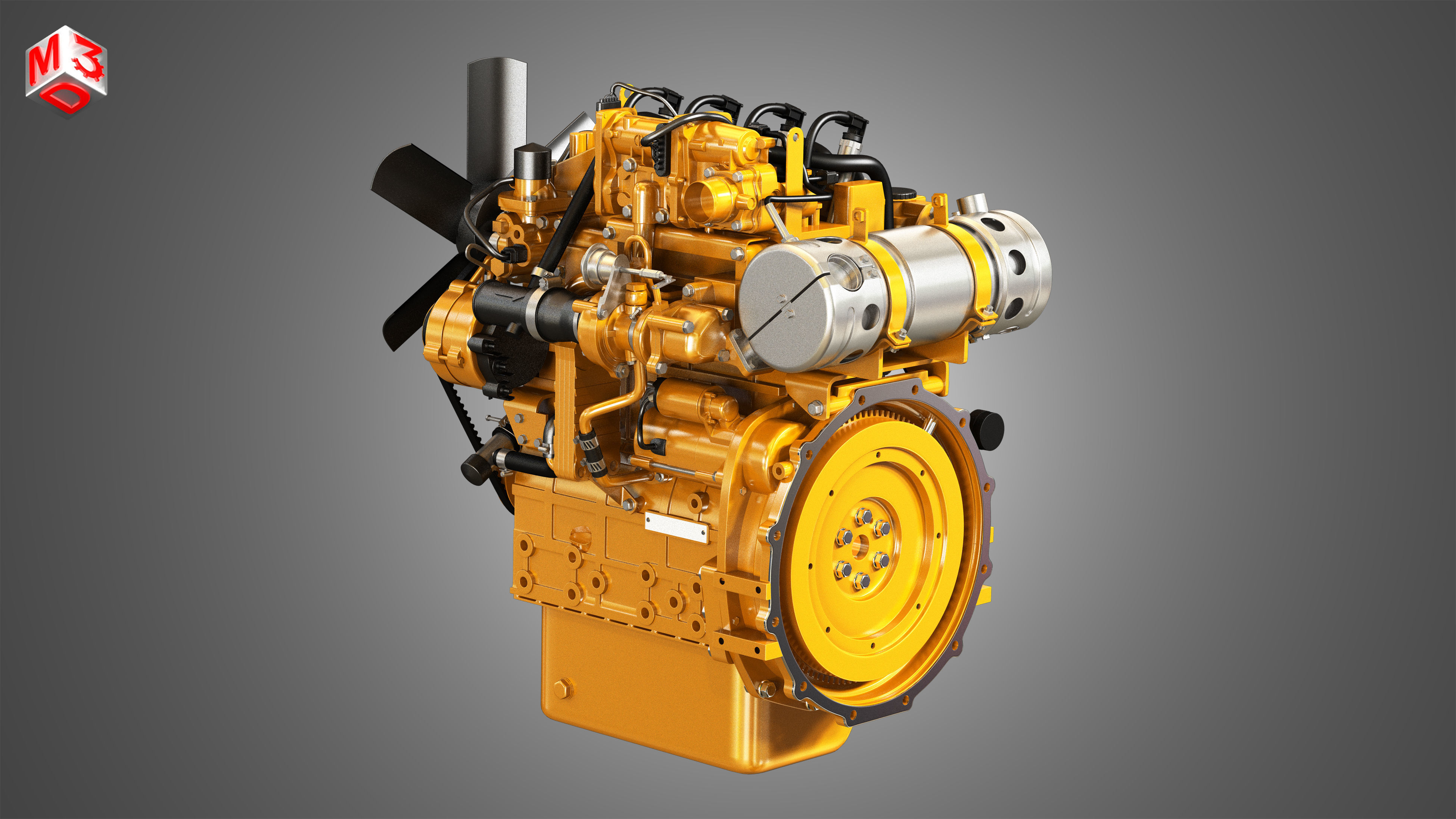 C2-2 - 4 Cylinder Diesel Engine  3D model_4