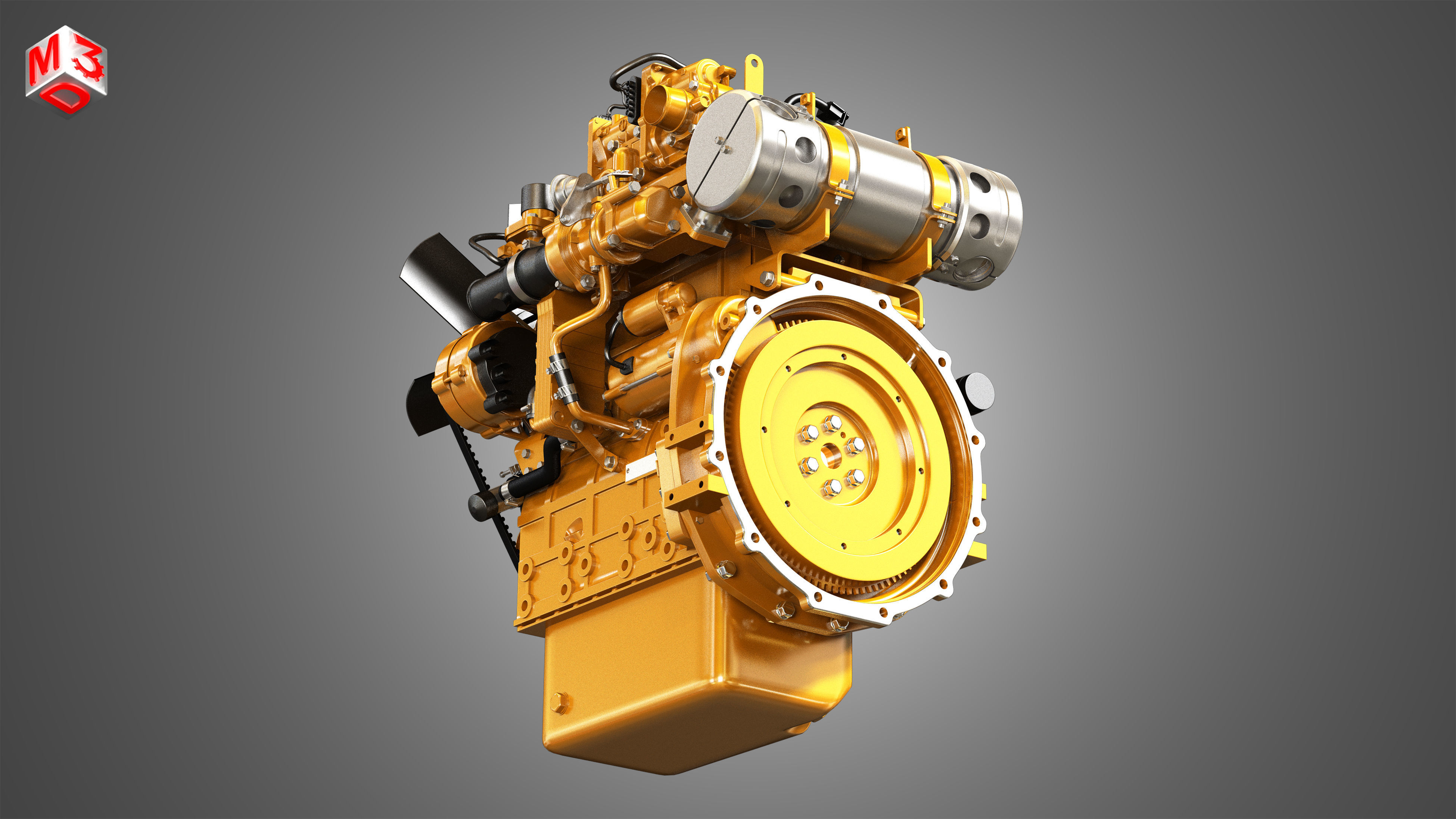C2-2 - 4 Cylinder Diesel Engine  3D model_10